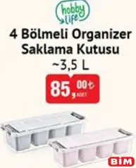 HOBBY LİFE 4 BÖLMELİ ORGANİZER SAKLAMA KUTUSU 3,5 L HOBBY LİFE 4 BÖLMELİ ORGANİZER SAKLAMA KUTUSU 3,5 L